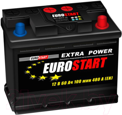 Автомобильный аккумулятор Eurostart Extra Power L+ (60 А/ч)