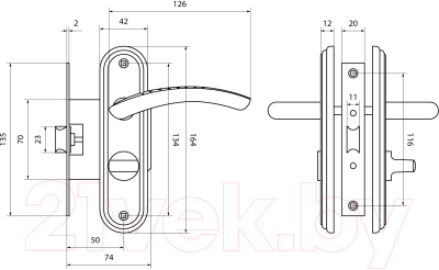 Изображение товара Защелка врезная с фиксацией БУЛАТ Альфа ЗЩ1-Д01.01 П (правая, бронза)
