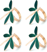 Кольцо для салфеток Arya Dragonfly / 8680943222725 (4шт, золотой/зеленый) - 