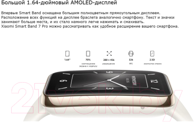 Фитнес-браслет Xiaomi Mi Smart Band 7 pro M2141B1 / BHR6076GL (Ivory)