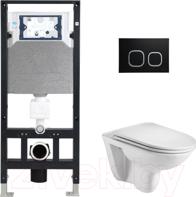 Унитаз подвесной с инсталляцией WeltWasser Amberg 506 + Baarbach 004 GL-WT + Amberg RD-BL