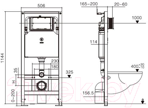 Унитаз подвесной с инсталляцией WeltWasser Amberg 506 + Erlenbach 004 GL-WT + Amberg RD-BL