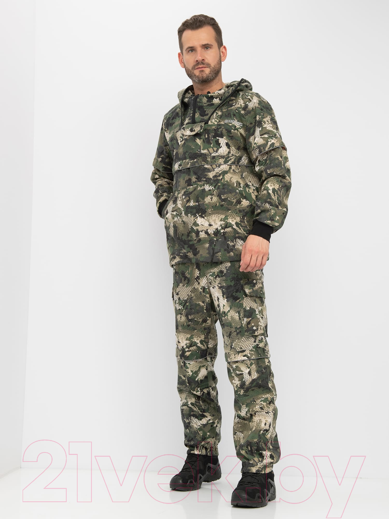 Костюм для охоты и рыбалки Huntsman Антигнус Люкс Зеленый питон Смесовая / 9023 (р-р 28-30/110-116) — фото 3