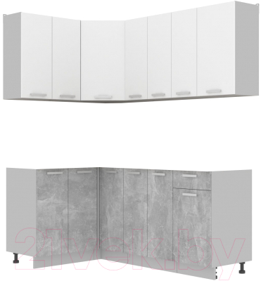 Готовая кухня Интерлиния Мила Лайт 1.2x1.9 без столешницы (белый платинум/бетон)