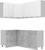 Кухонный гарнитур Интерлиния Мила Лайт 1.2x2.4 без столешницы (белый платинум/бетон) - 
