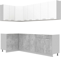 Кухонный гарнитур Интерлиния Мила Лайт 1.2x2.5 без столешницы (белый платинум/бетон) - 