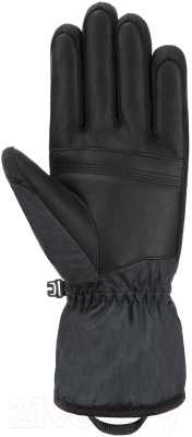 Перчатки лыжные Reusch Snow King / 6201198-7680 (р-р 8, Black/Black Melange/Fire Red)