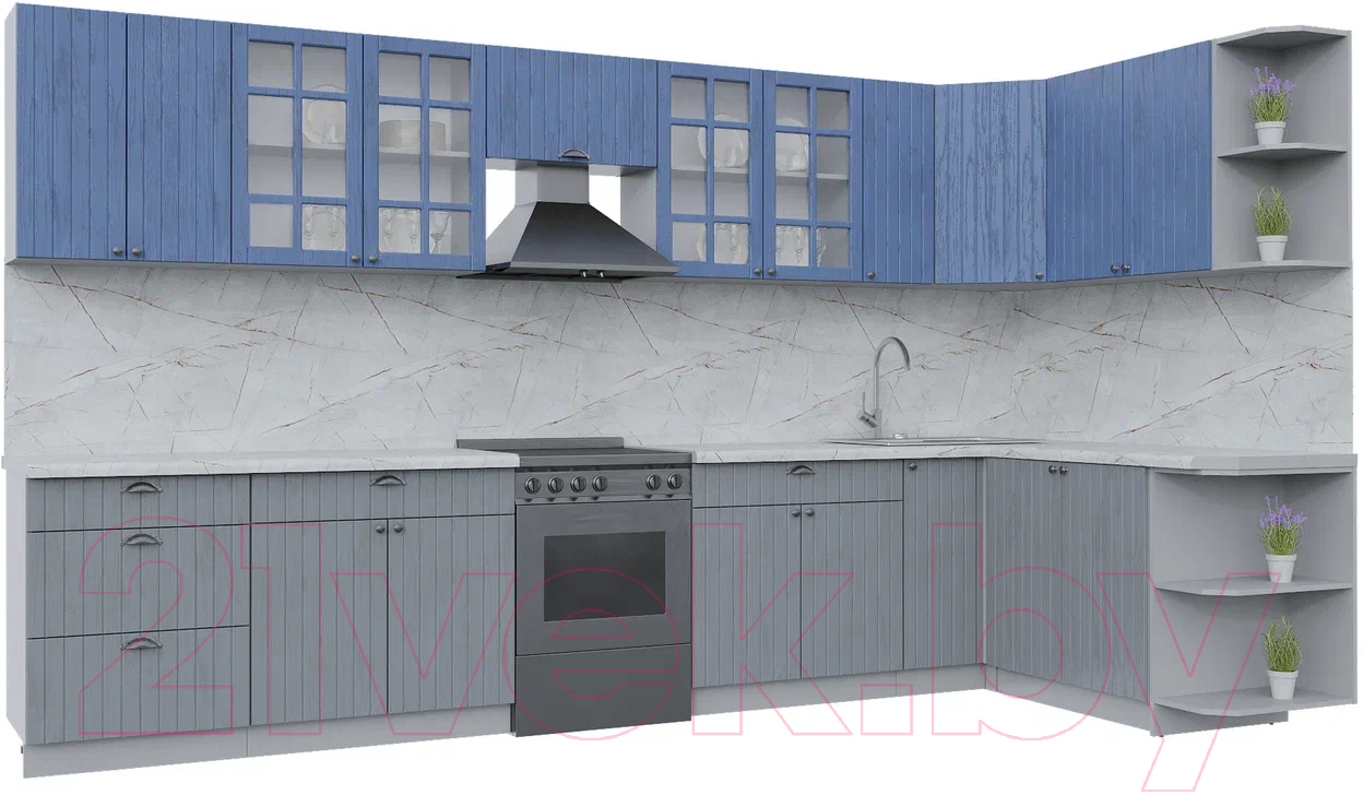 Готовая кухня Интерлиния Берес 1.7x3.7 правая