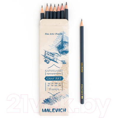 Набор простых карандашей Малевичъ Graf'Art / 197908 (8шт)
