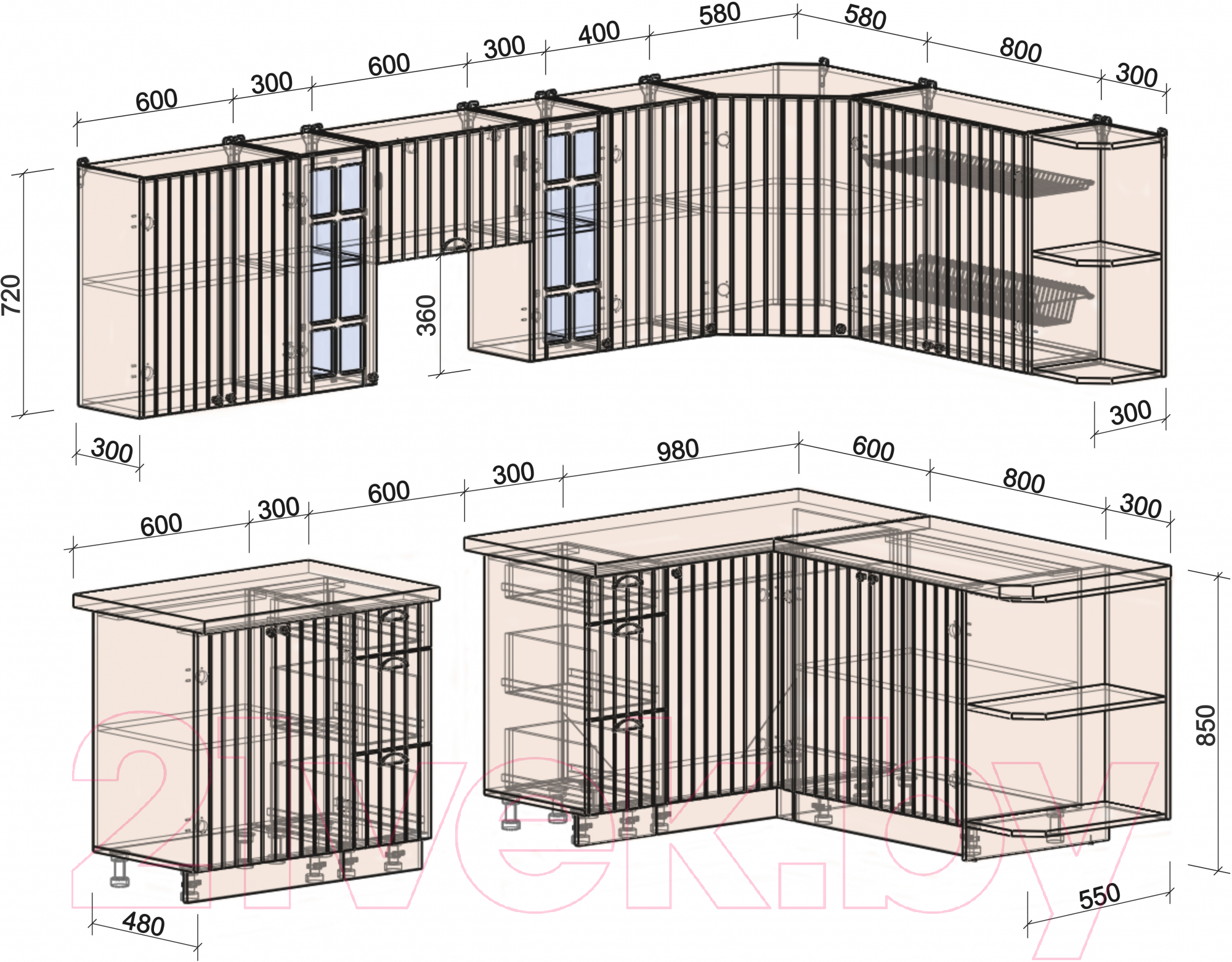 Готовая кухня Интерлиния Берес 1.7x2.8 правая