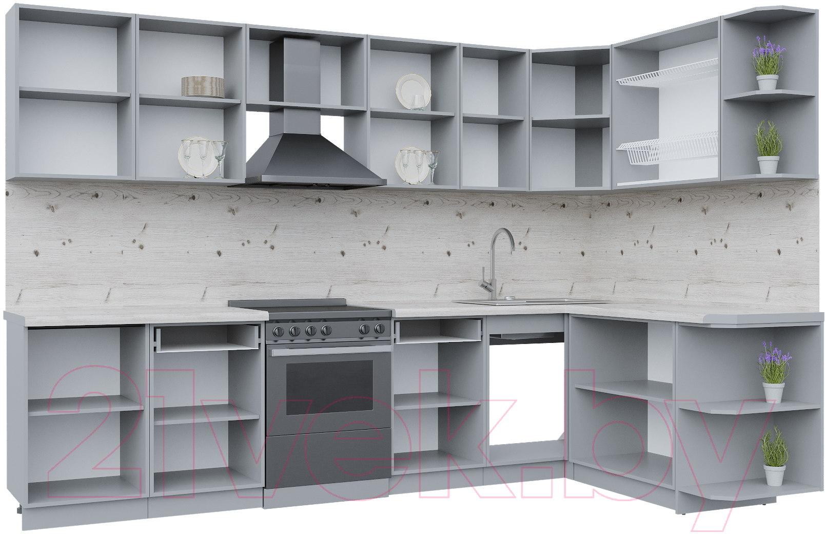 Готовая кухня Интерлиния Берес 1.7x3.1 правая