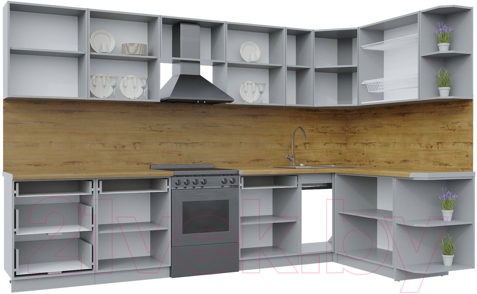 Готовая кухня Интерлиния Берес 1.7x3.3 правая