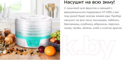 Сушилка для овощей и фруктов Kitfort KT-1935-3 (белый/бирюзовый)