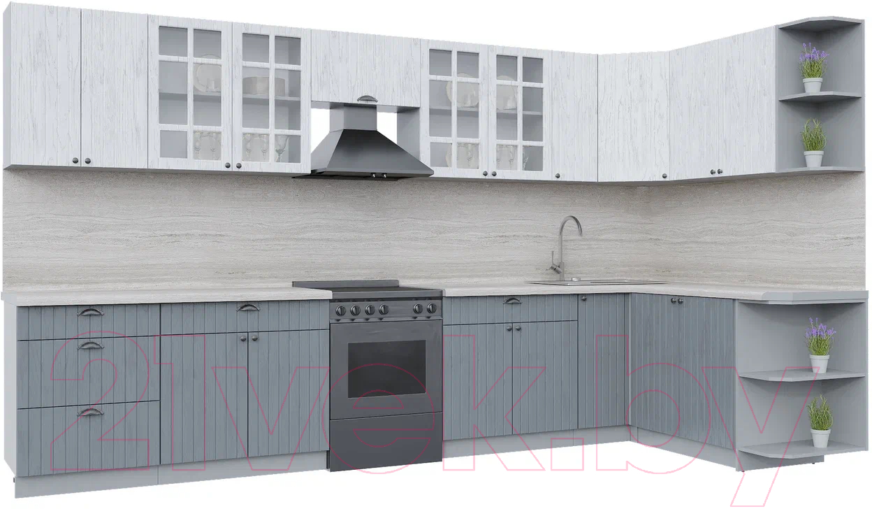 Готовая кухня Интерлиния Берес 1.7x3.7 правая