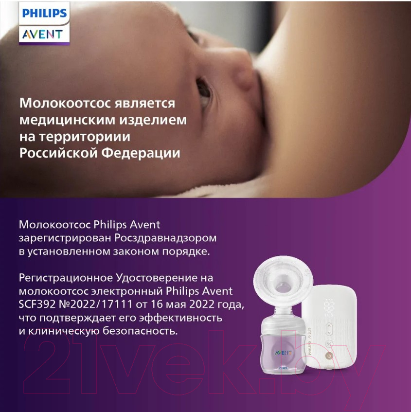 Молокоотсос электрический Philips AVENT Premium Plus Natural Motion / SCF392/11