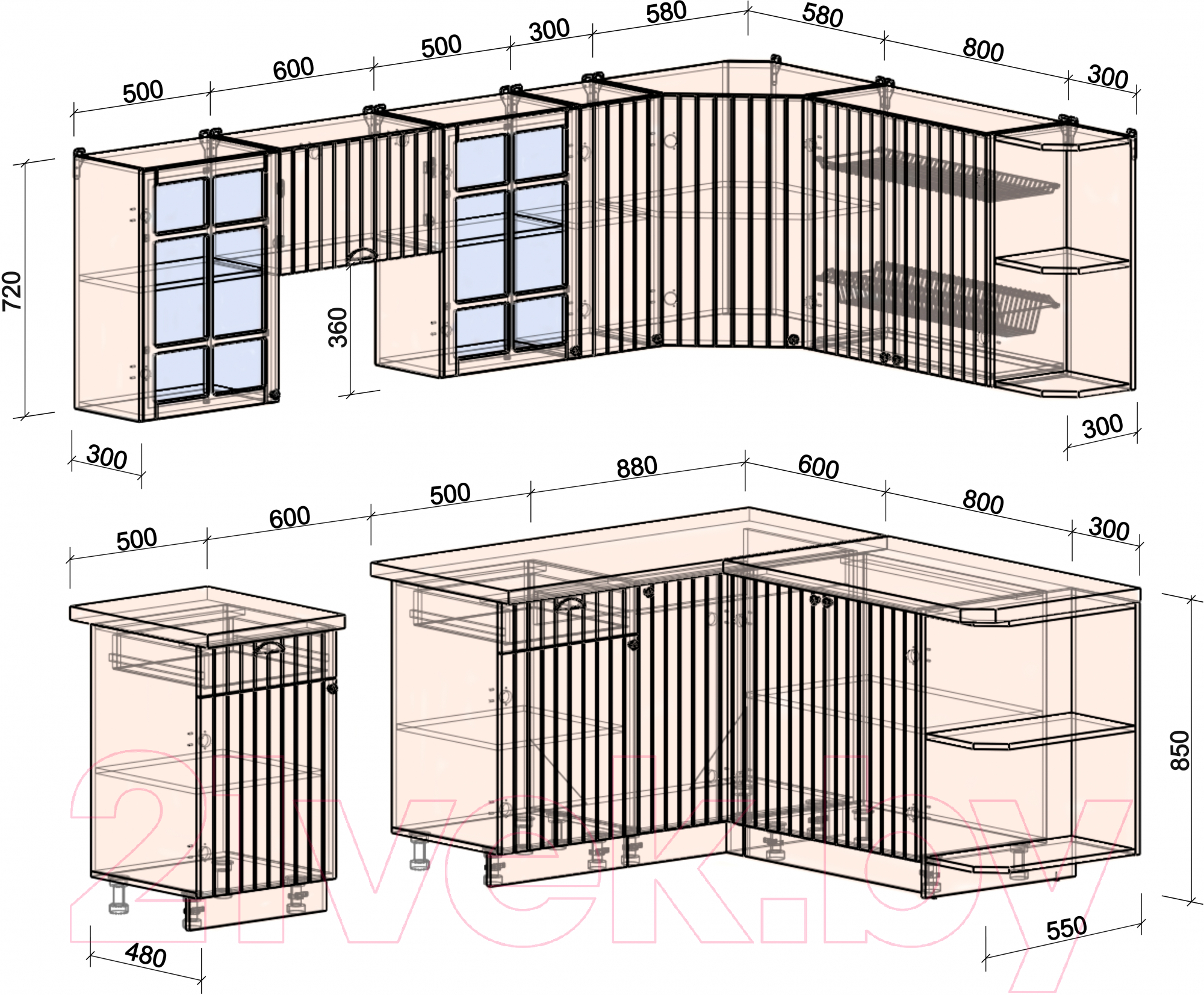 Готовая кухня Интерлиния Берес 1.7x2.5 правая