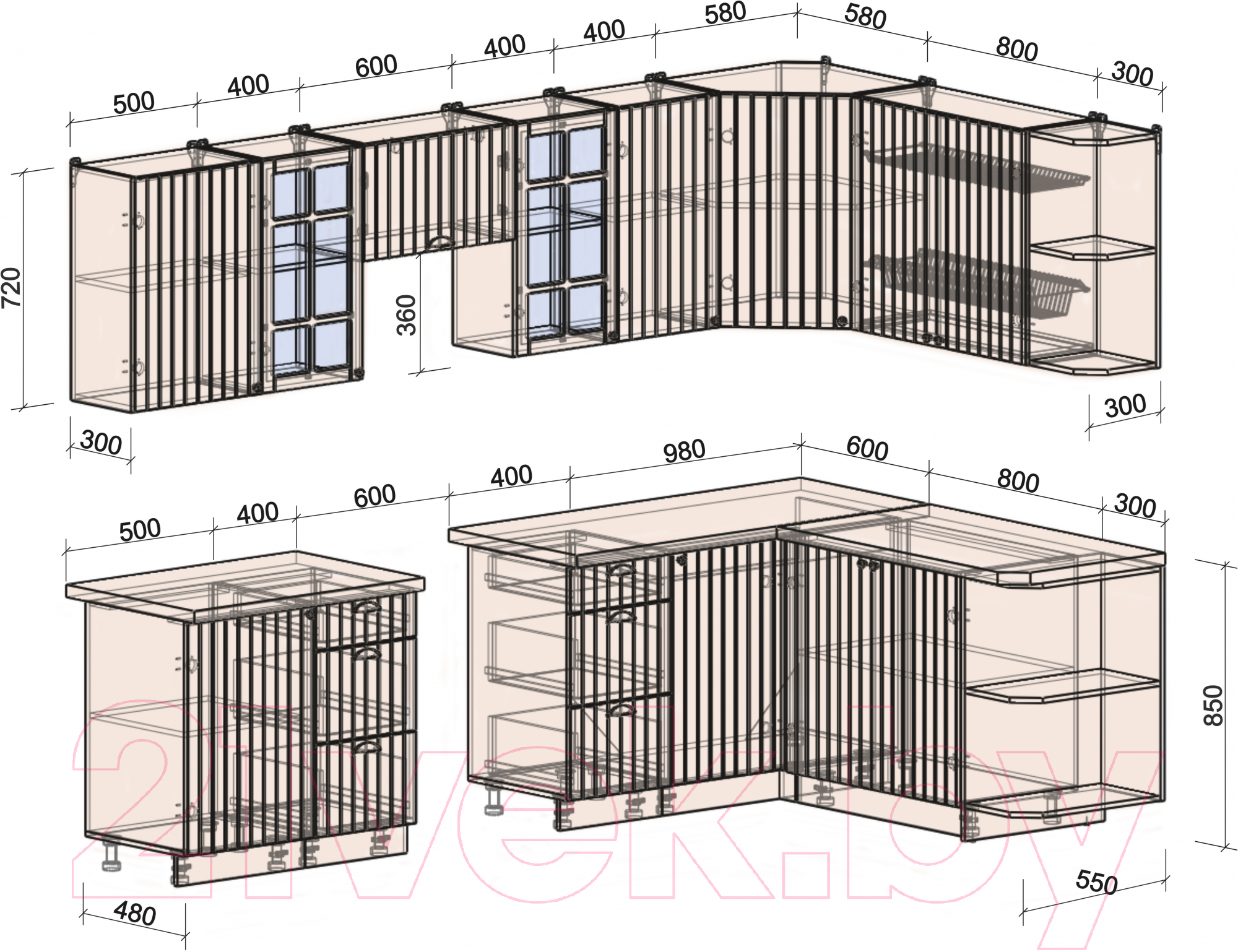 Готовая кухня Интерлиния Берес 1.7x2.9 правая