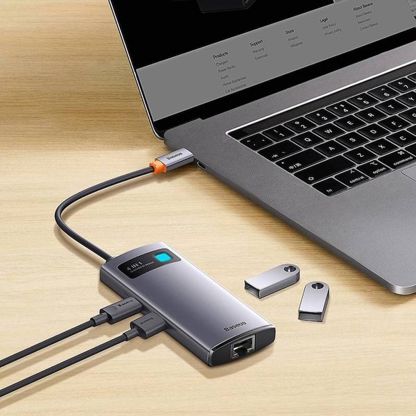 USB-хаб Baseus Metal Gleam 4в1 / WKWG070113 (серый)