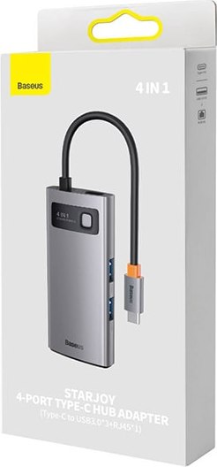 USB-хаб Baseus Metal Gleam 4в1 / WKWG070113 (серый)