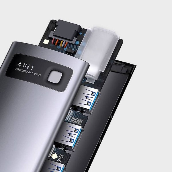 USB-хаб Baseus Metal Gleam 4в1 / WKWG070113 (серый)