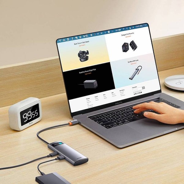 USB-хаб Baseus Metal Gleam 4в1 / WKWG070113 (серый)