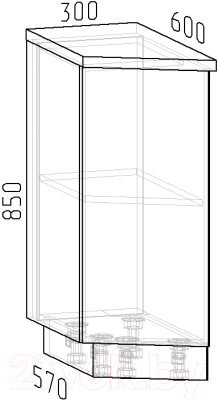 Шкаф-стол кухонный Интермебель Микс Топ ШСРЗ 850-47-300 (белый премиум/этна)