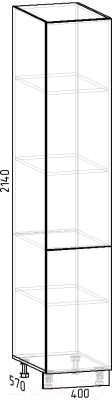 Шкаф-пенал кухонный Интермебель Микс Топ П 2140-2-400 (белый премиум)