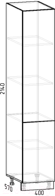 Шкаф-пенал кухонный Интермебель Микс Топ П 2140-2-400 (графит серый)