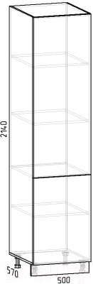 Шкаф-пенал кухонный Интермебель Микс Топ П 2140-2-500 (белый премиум)