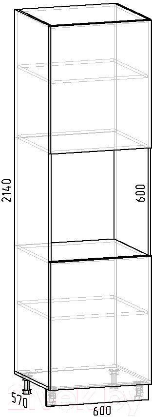 Шкаф-пенал кухонный Интермебель Микс Топ П 2140-4-600 (графит серый) — фото 4
