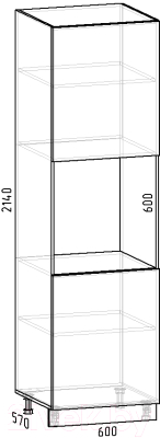Шкаф-пенал кухонный Интермебель Микс Топ П 2140-4-600 (графит серый)