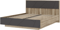 Двуспальная кровать Стендмебель Даллас КР 01 160x200 (софт графит/дуб каньон) - 
