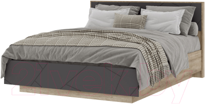 Двуспальная кровать Стендмебель Даллас КР 01 160x200 (софт графит/дуб каньон)