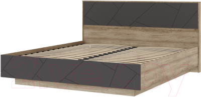Двуспальная кровать Стендмебель Даллас КР 02 180x200 (софт графит/дуб каньон)