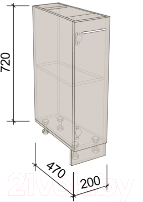 Шкаф-стол кухонный Артём-Мебель 200мм СН-114.140 (ДСП бетон спаркс)