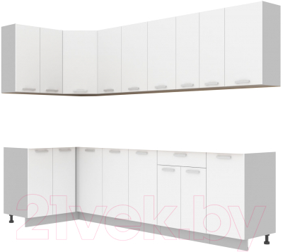 Готовая кухня Интерлиния Мила Лайт 1.2x2.8 без столешницы (белый платинум)