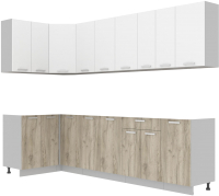 Готовая кухня Интерлиния Мила Лайт 1.2x2.8 без столешницы (белый платинум/дуб серый) - 