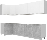 Готовая кухня Интерлиния Мила Лайт 1.2x3.0 без столешницы (белый платинум/бетон) - 