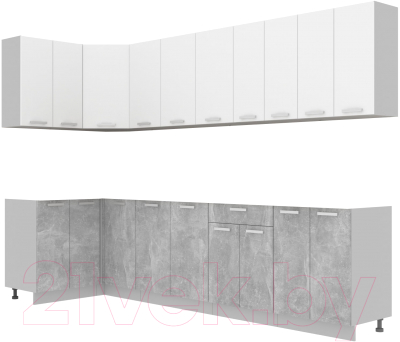 Готовая кухня Интерлиния Мила Лайт 1.2x3.0 без столешницы (белый платинум/бетон)