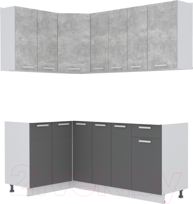 Кухонный гарнитур Интерлиния Мила Лайт 1.2x2.4 без столешницы (бетон/антрацит)