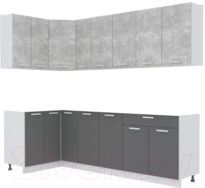 Готовая кухня Интерлиния Мила Лайт 1.2x2.5 без столешницы (бетон/антрацит)