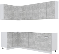 Кухонный гарнитур Интерлиния Мила Лайт 1.2x2.5 без столешницы (бетон) - 