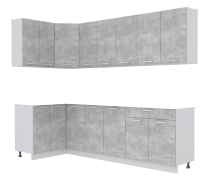 Кухонный гарнитур Интерлиния Мила Лайт 1.2x2.6 без столешницы (бетон) - 