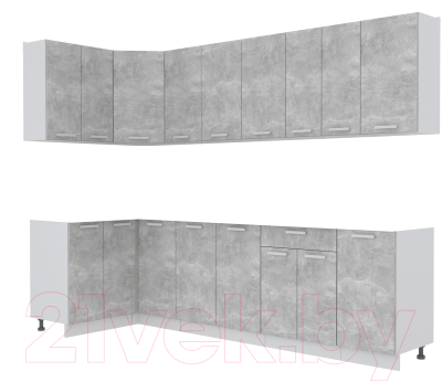 Готовая кухня Интерлиния Мила Лайт 1.2x2.8 без столешницы (бетон)