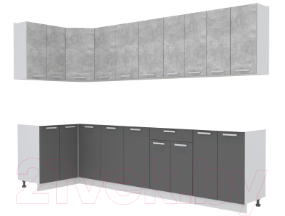 Готовая кухня Интерлиния Мила Лайт 1.2x3.0 без столешницы (бетон/антрацит)