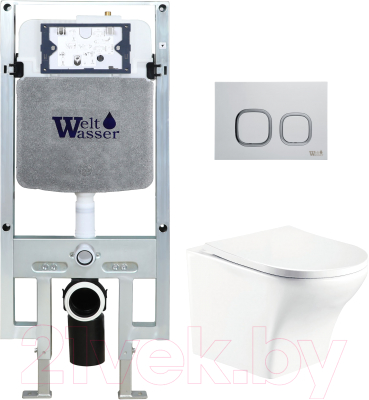 Унитаз подвесной с инсталляцией WeltWasser Amberg 497 ST+Odenbach 004 GL-WT+Amberg RD-WT
