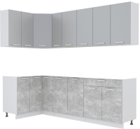 Кухонный гарнитур Интерлиния Мила Лайт 1.2x2.5 без столешницы (серебристый/бетон) - 