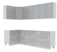 Кухонный гарнитур Интерлиния Мила Лайт 1.2x2.6 без столешницы (серебристый/бетон) - 