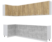 Готовая кухня Интерлиния Мила Лайт 1.2x3.0 без столешницы (дуб золотой/бетон) - 