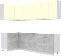 Кухонный гарнитур Интерлиния Мила Лайт 1.2x2.5 без столешницы (ваниль/бетон) - 